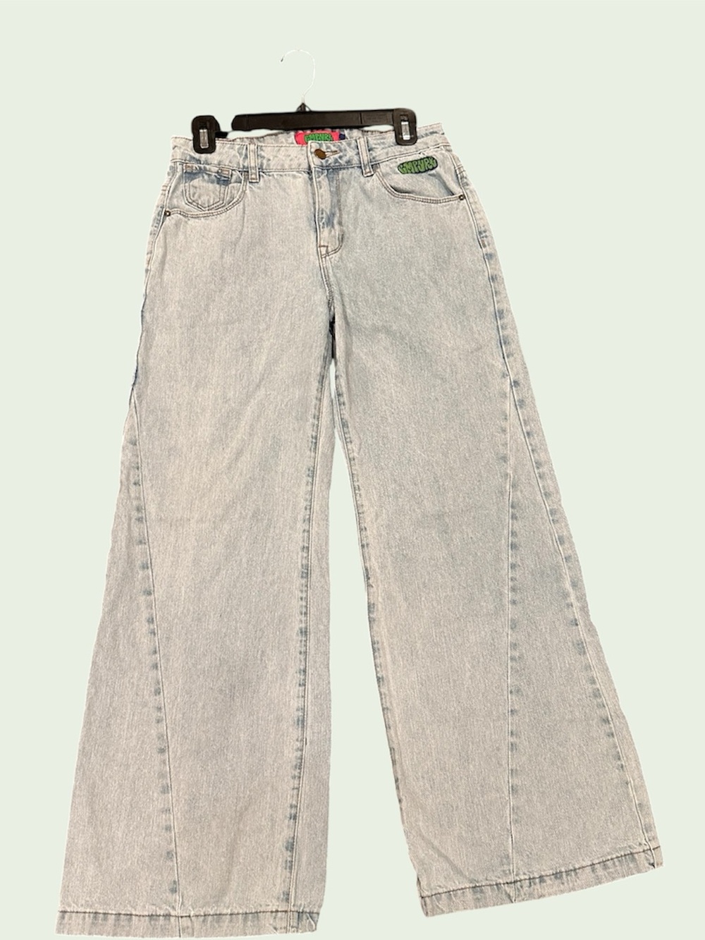 Empyre Light Wash Flare Jeans - Pale Blue - Picture 3 of 7